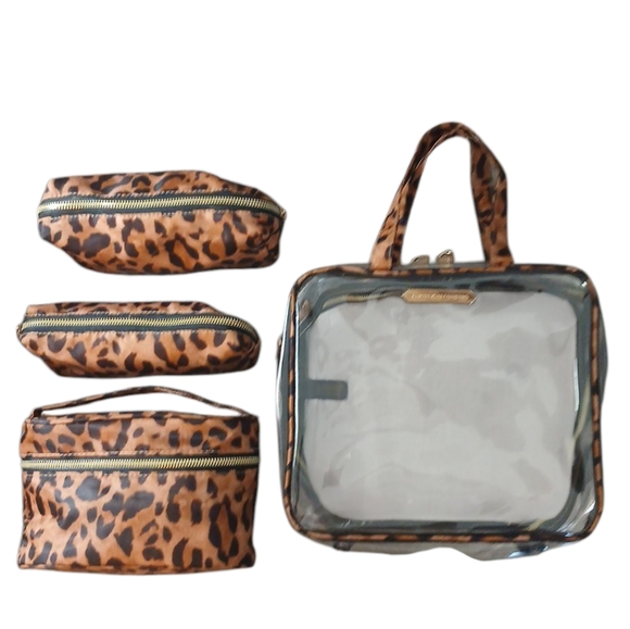 Aimee Kestenberg Leopard Print Travel Bag Set Accessory Cases - Picture 1 of 7